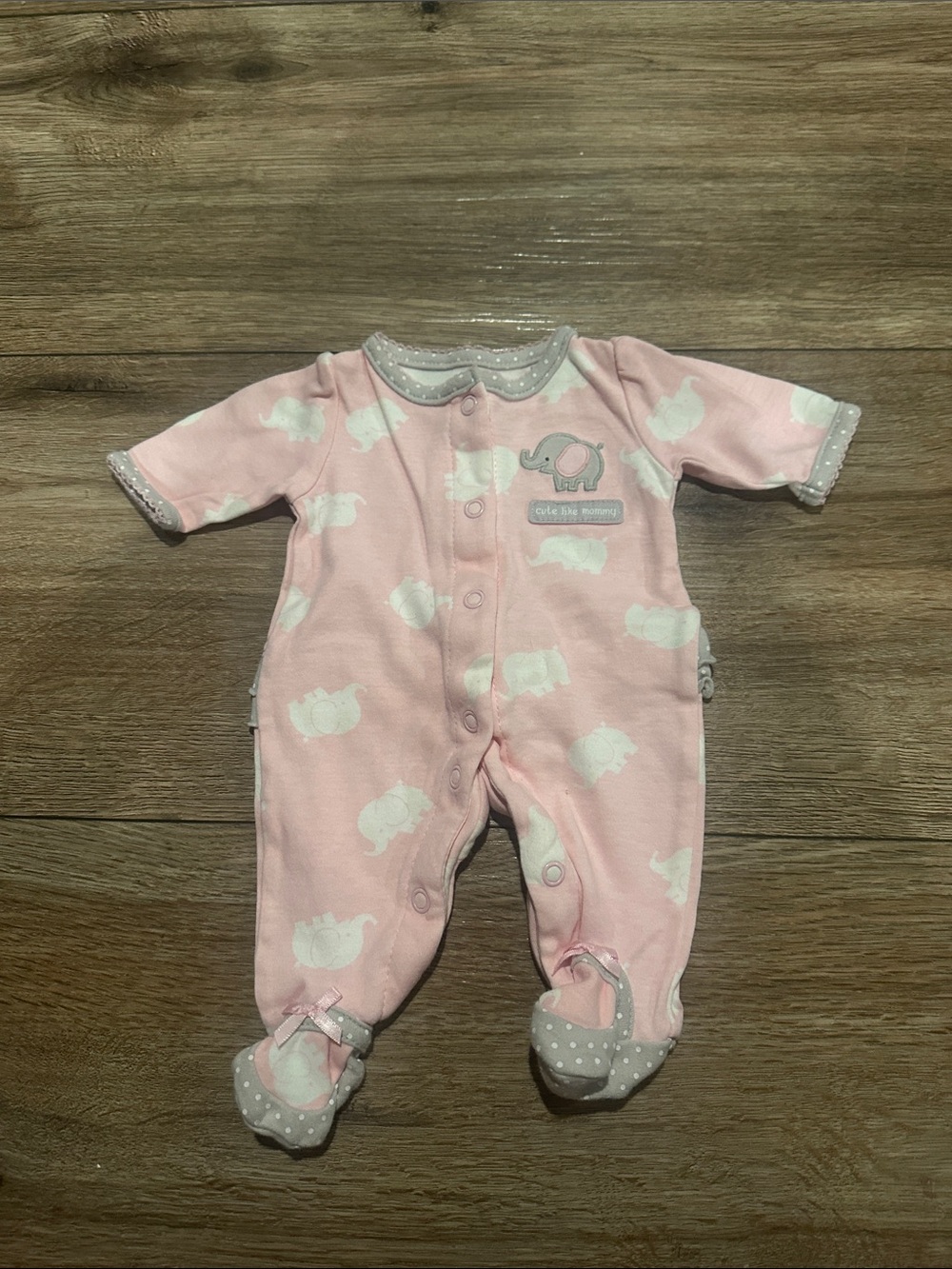 Carter's Pink Elephant Print Footed One-Piece